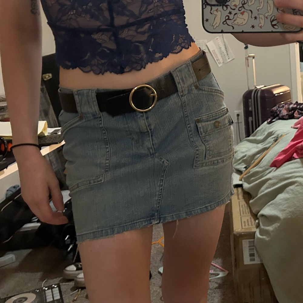 Express Blue Pencil Mini Skirt for Night Out